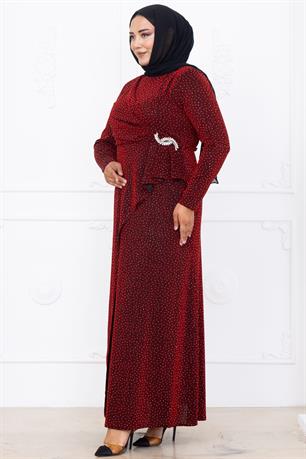 Roza Tesettür Abiye Bordo