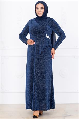 Roza Tesettür Abiye İndigo