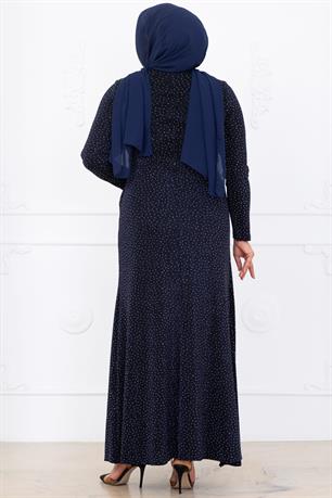 Roza Tesettür Abiye Lacivert