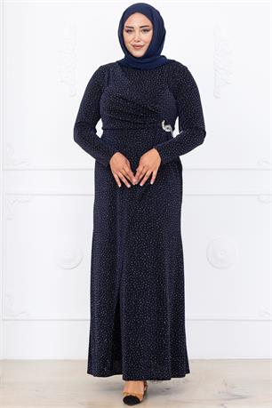 Roza Tesettür Abiye Lacivert