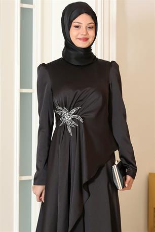 Roza Tesettür Abiye Siyah