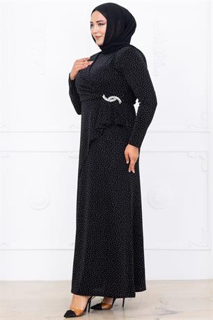 Roza Tesettür Abiye Siyah