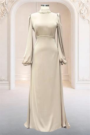 Rüya Tesettür Abiye Bej