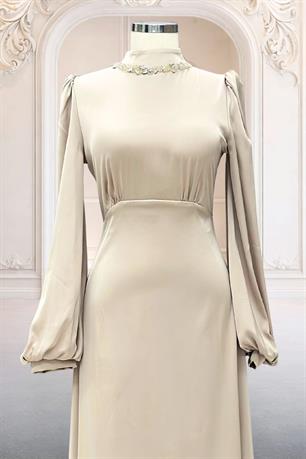 Rüya Tesettür Abiye Bej