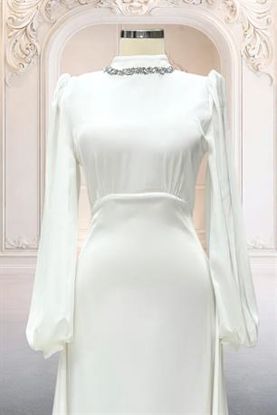 Rüya Tesettür Abiye Ekru