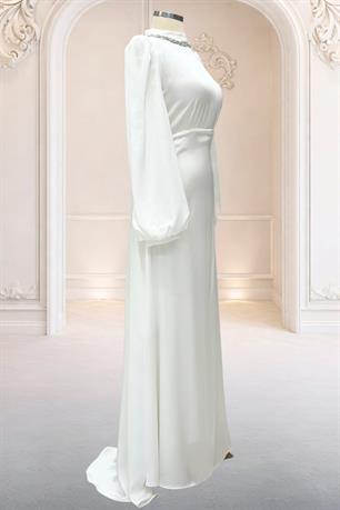 Rüya Tesettür Abiye Ekru