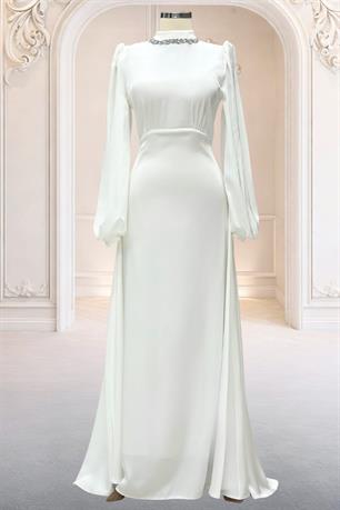 Rüya Tesettür Abiye Ekru