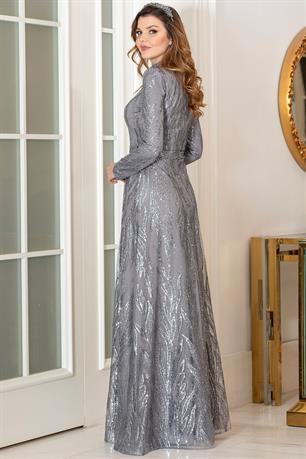 Rüya Tesettür Abiye Gri