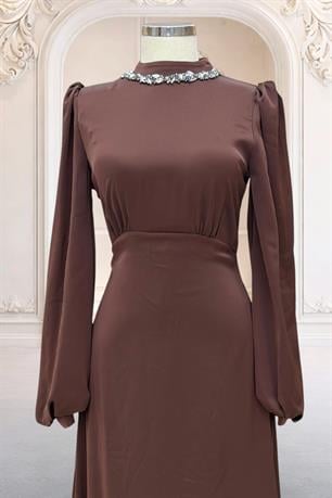 Rüya Tesettür Abiye Kahverengi