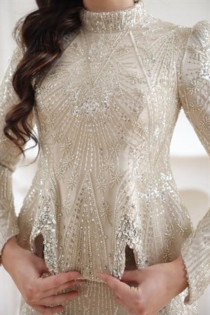 Safir Tesettür Abiye Gold