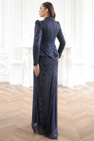 Safir Tesettür Abiye Lacivert