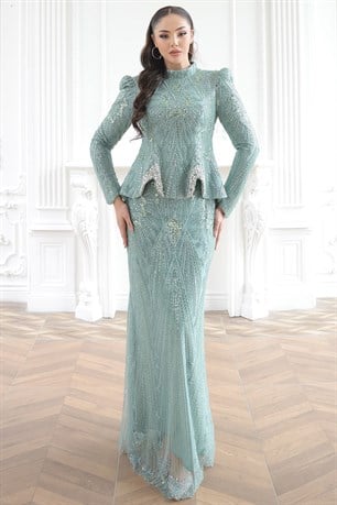 Safir Tesettür Abiye Mint