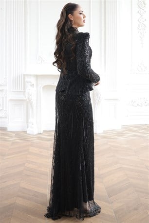 Safir Tesettür Abiye Siyah