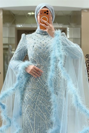 Sarah Tesettür Abiye Bebe Mavi