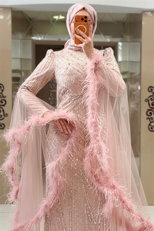 Sarah Tesettür Abiye Pudra