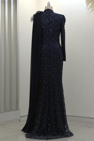 Saray Tesettür Abiye Lacivert