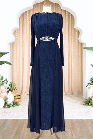 Sare Tesettür Abiye Lacivert