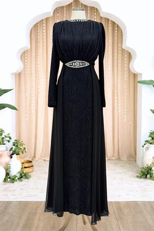 Sare Tesettür Abiye Siyah