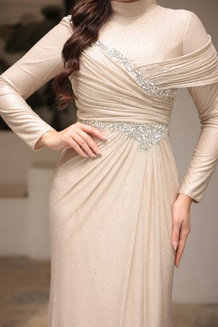 Selen Tesettür Abiye Gold