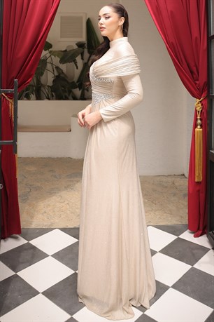 Selen Tesettür Abiye Gold