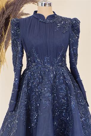 Serra Tesettür Abiye Lacivert