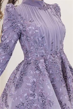 Serra Tesettür Abiye Lila