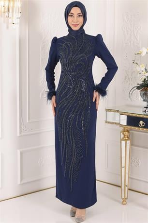 Sezen Tesettür Abiye Lacivert