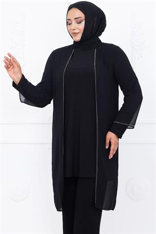 Sezen Tunik Pantolon İkili Tesettür Takım Siyah