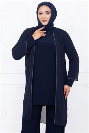 Sezen Tunik Pantolon İkili Tesettür Takım Lacivert