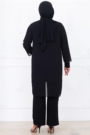 Sezen Tunik Pantolon İkili Tesettür Takım Siyah