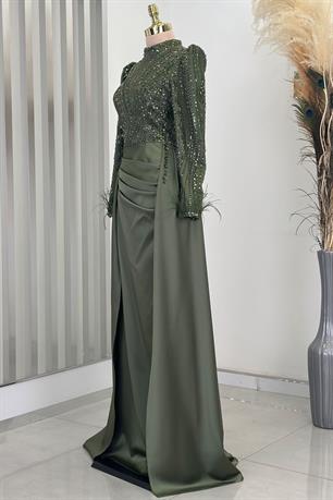 Sherry Tesettür Abiye Haki