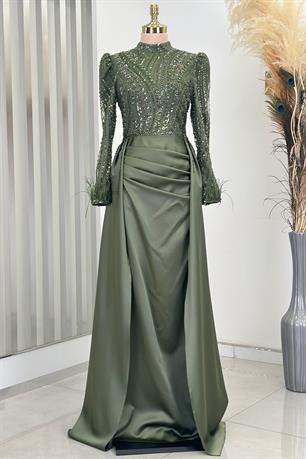 Sherry Tesettür Abiye Haki