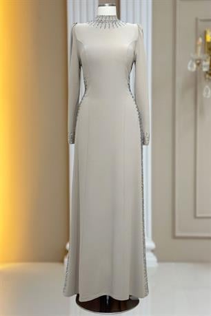 Sıla Tesettür Abiye Bej