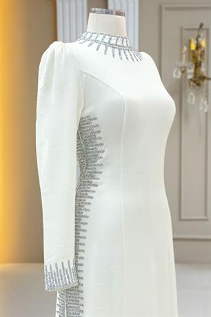 Sıla Tesettür Abiye Ekru