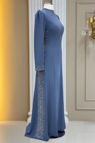 Sıla Tesettür Abiye İndigo