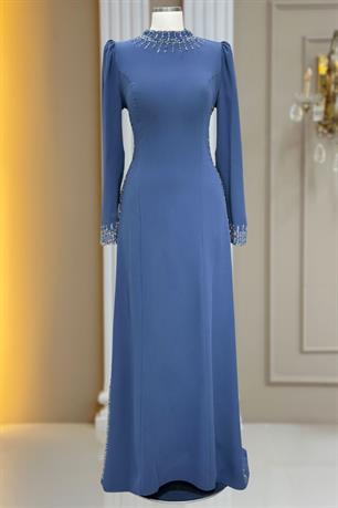 Sıla Tesettür Abiye İndigo