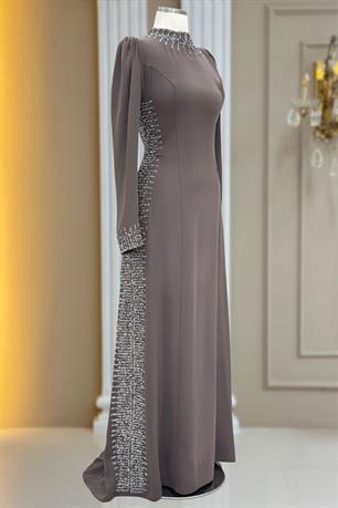 Sıla Tesettür Abiye Vizon