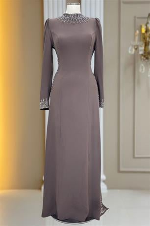 Sıla Tesettür Abiye Vizon