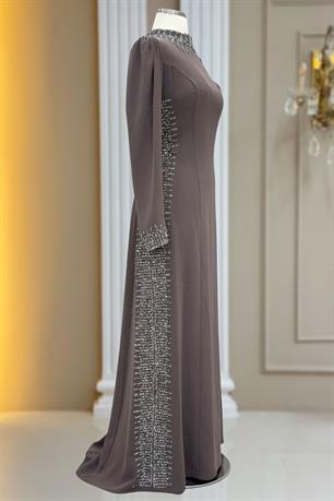 Sıla Tesettür Abiye Vizon