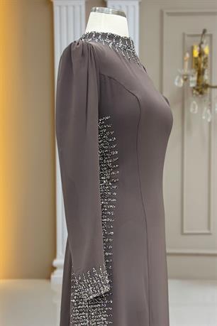 Sıla Tesettür Abiye Vizon