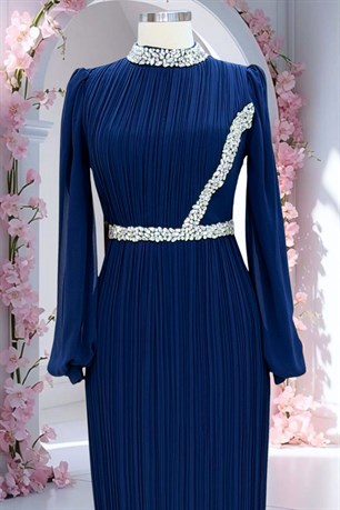 Sima Tesettür Abiye Lacivert