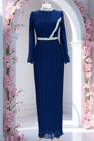 Sima Tesettür Abiye Lacivert