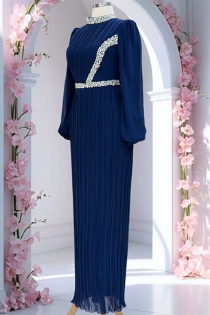 Sima Tesettür Abiye Lacivert