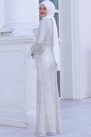 Şimal Tesettür Abiye Beyaz