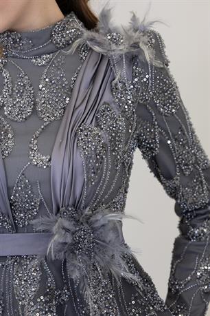 Simge Tesettür Abiye Antrasit