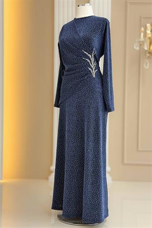 Simge Tesettür Abiye İndigo