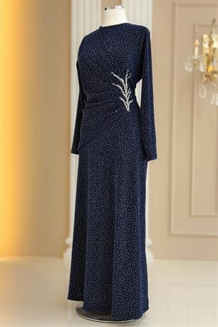 Simge Tesettür Abiye Lacivert