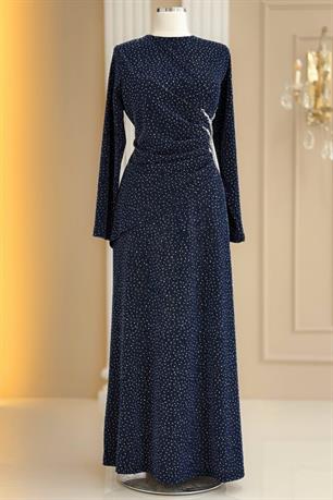 Simge Tesettür Abiye Lacivert