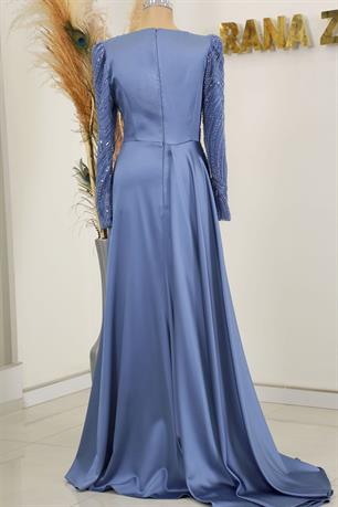 Sırma Tesettür Abiye İndigo