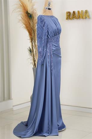 Sırma Tesettür Abiye İndigo